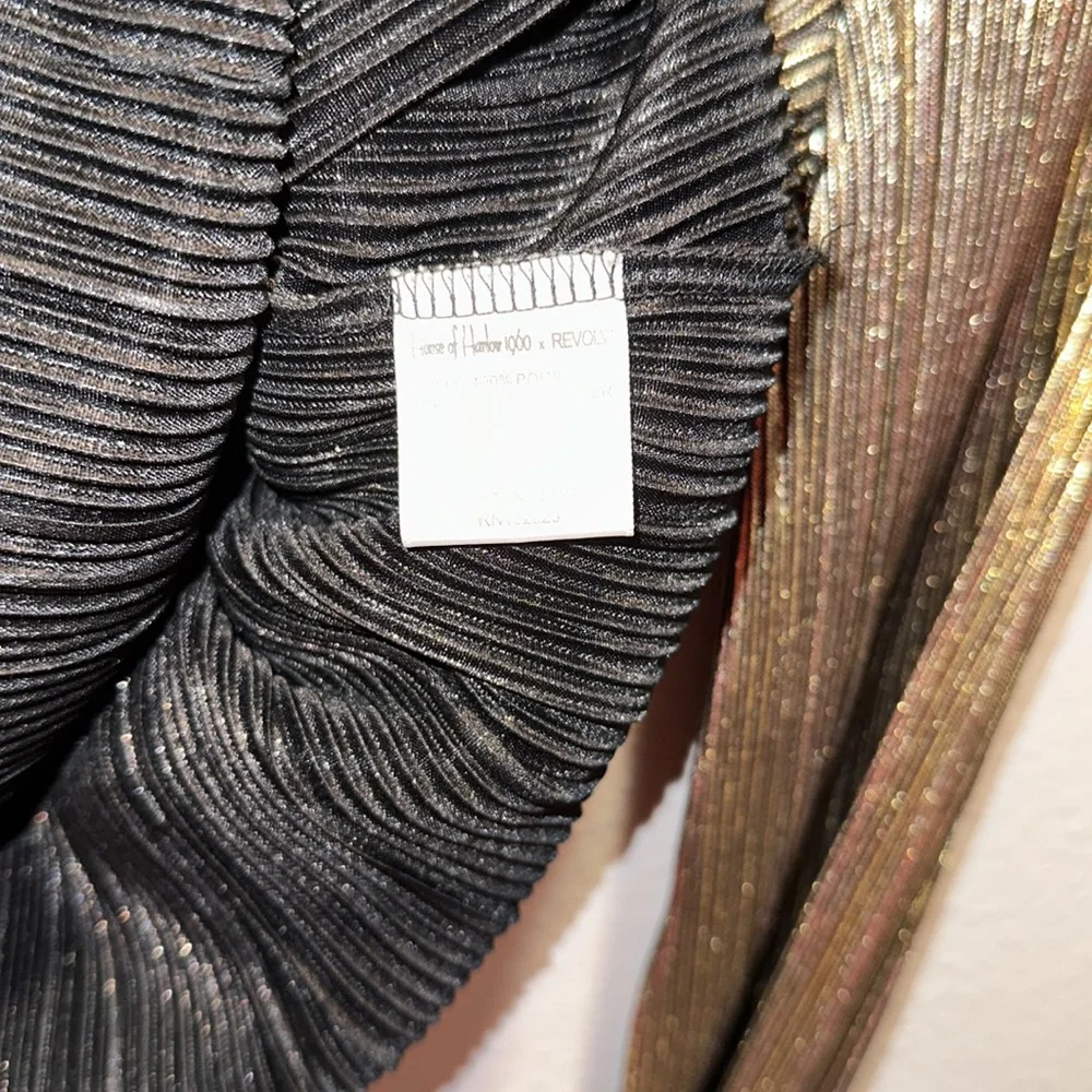 House of Harlow x Revolve *Lynn* gold lame 70s disco inspired top blouse XS